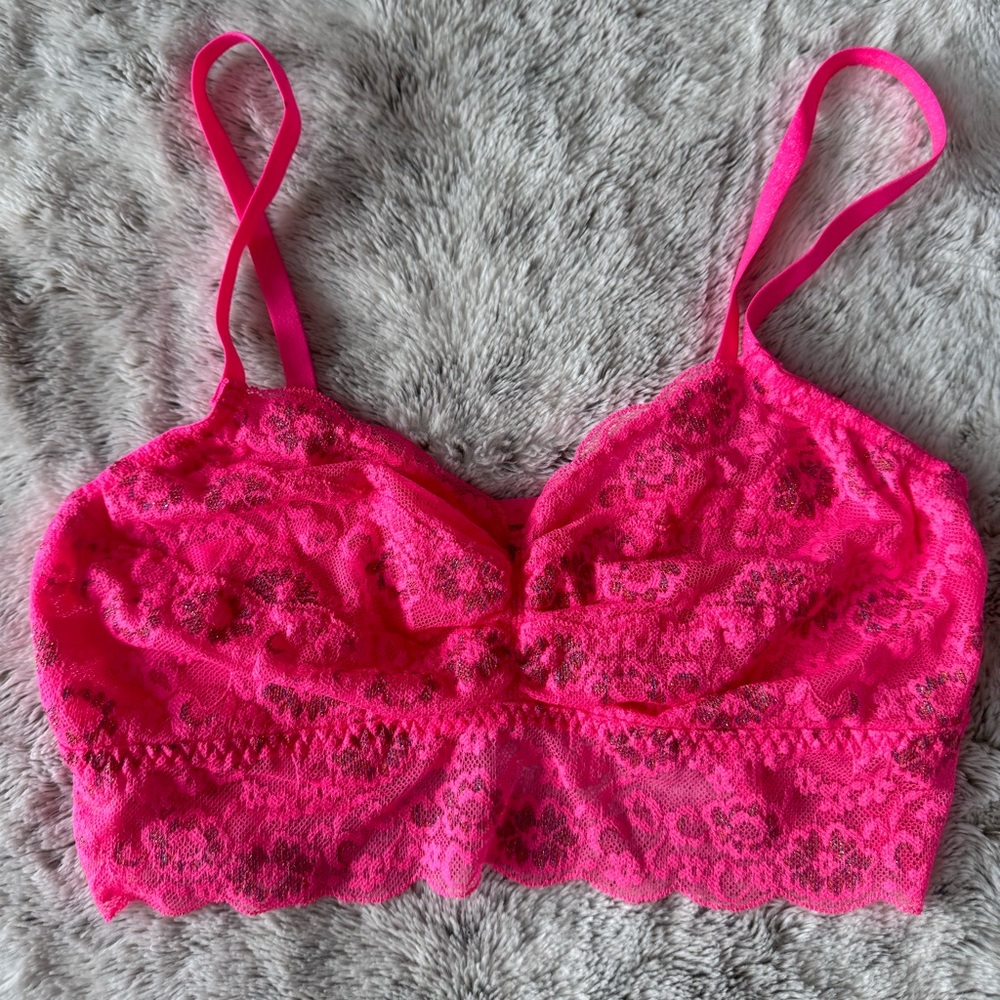 VS PINK | Hot Pink Lace Bralette